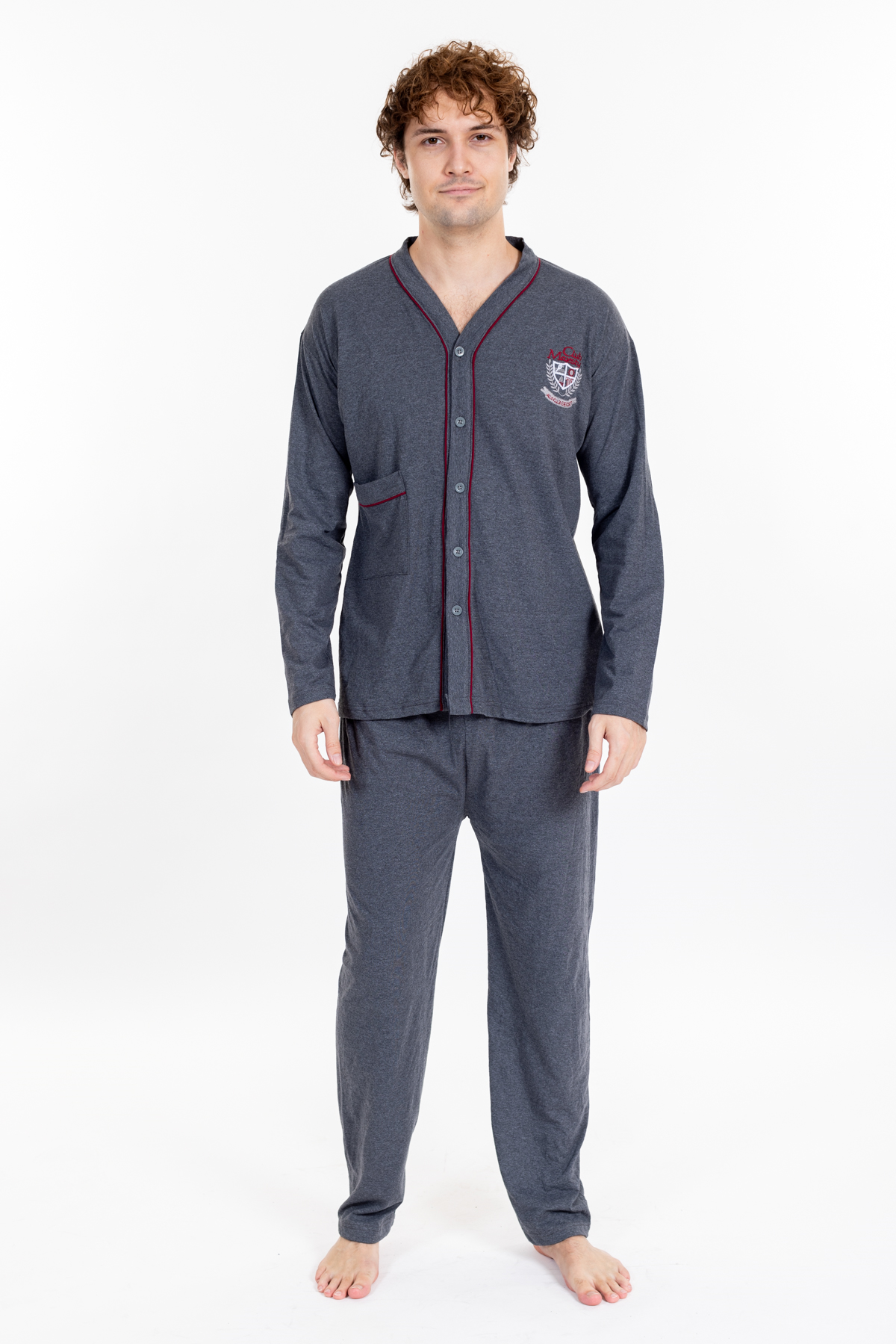 Erkek 960 Uzun Kol Boy Düğmeli Süprem Pijama Takımı