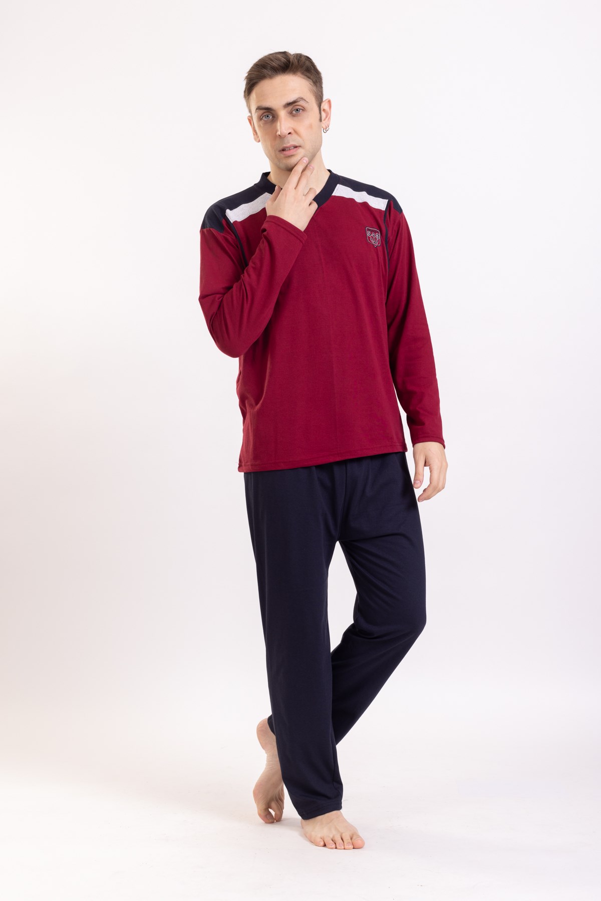 Erkek 980 Uzun Kol Süprem Pijama Takımı BORDO