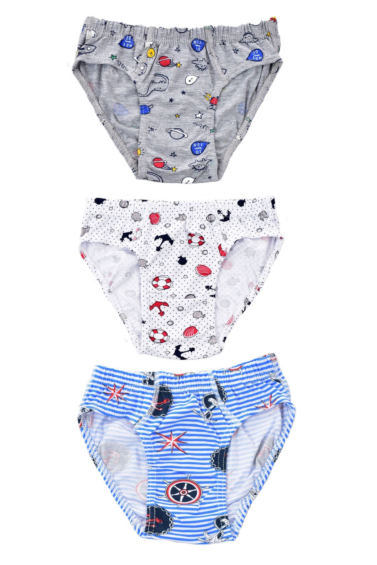 Erkek Çocuk 255 Desenli 3'lü Slip RENKLİ