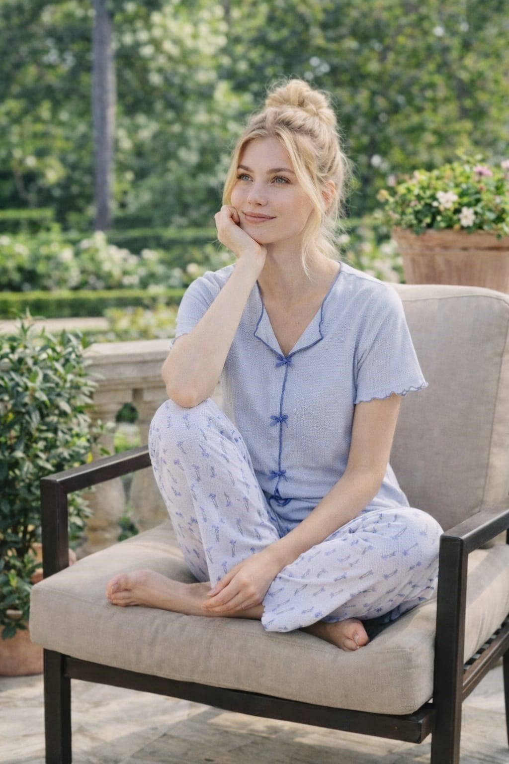 Kadın 01615 Kısa Kol Kaşkorse Pijama Takımı
