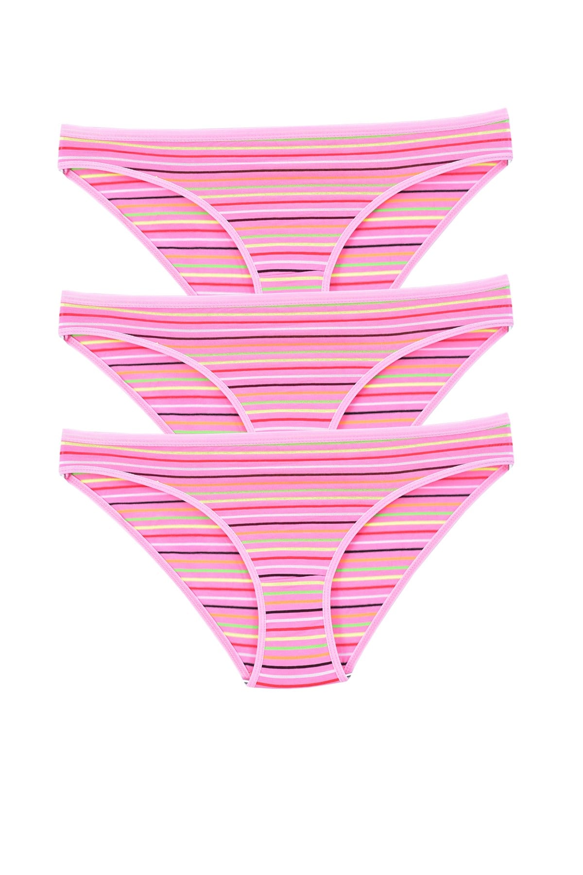 Kadın 3'lü Paket Desenli  Bikini Külot PEMBE
