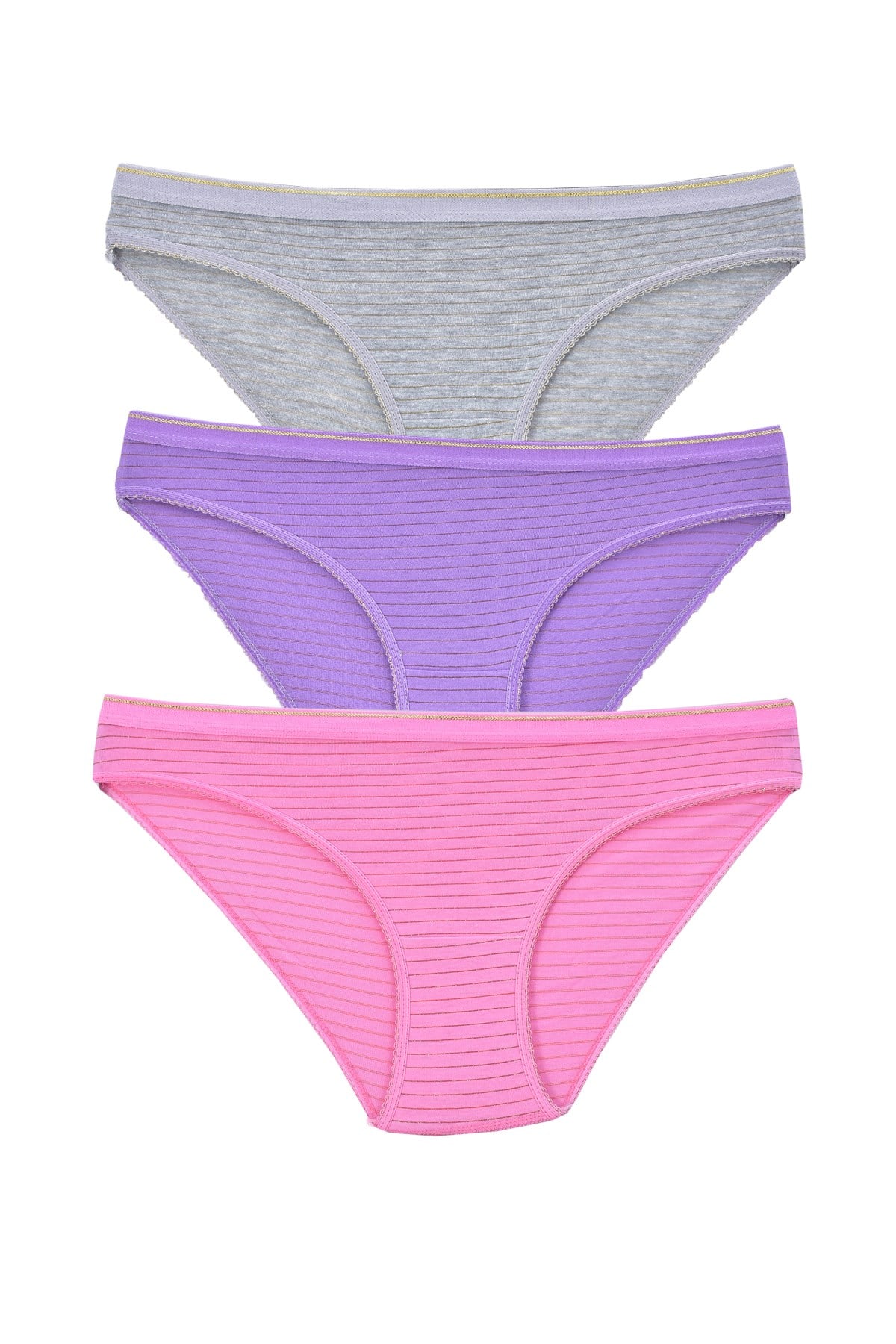 Kadın 3'lü Paket Desenli  Bikini Külot KARIŞIK