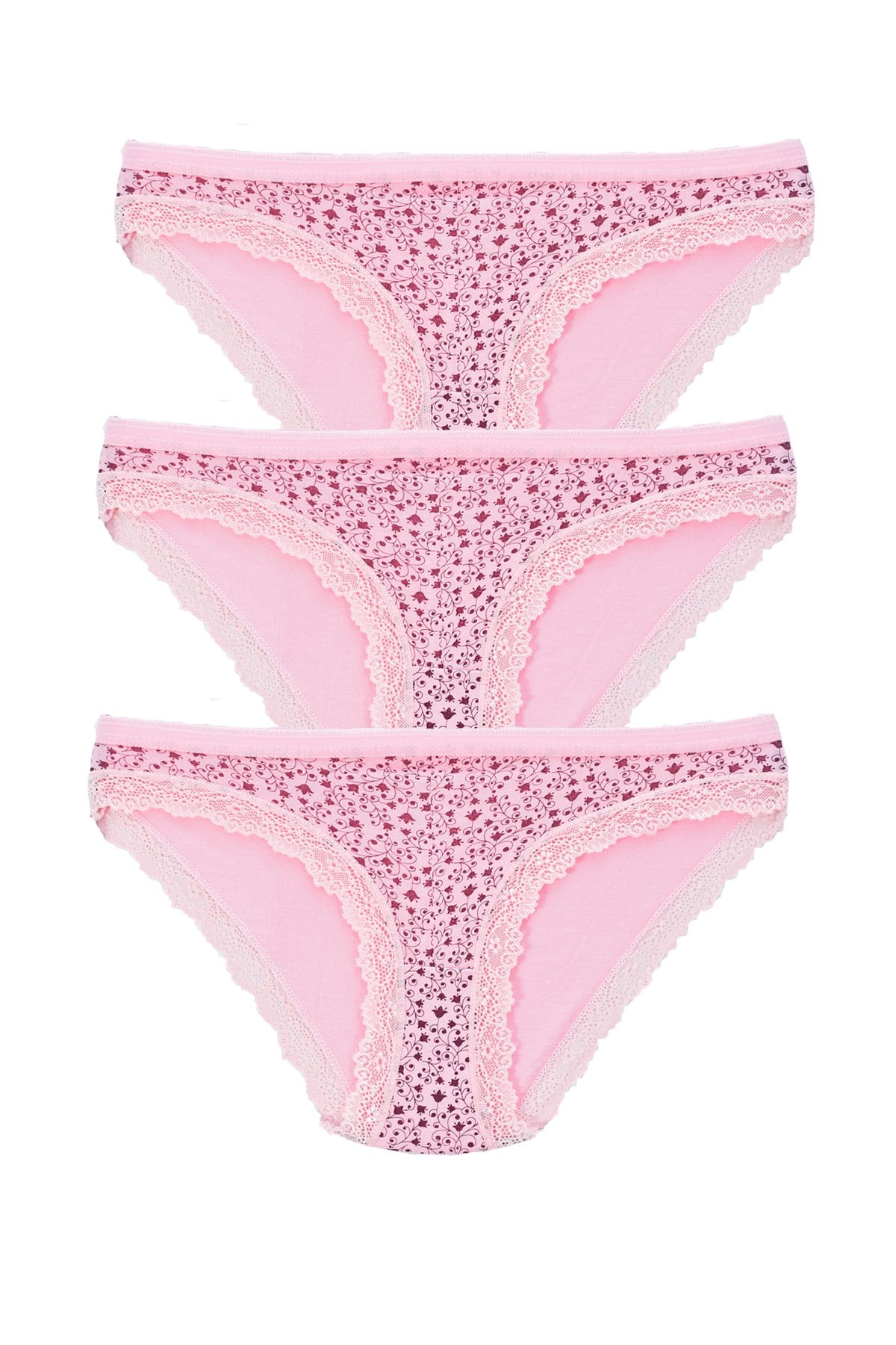 Kadın 3'lü Paket Desenli  Bikini Külot SOMON