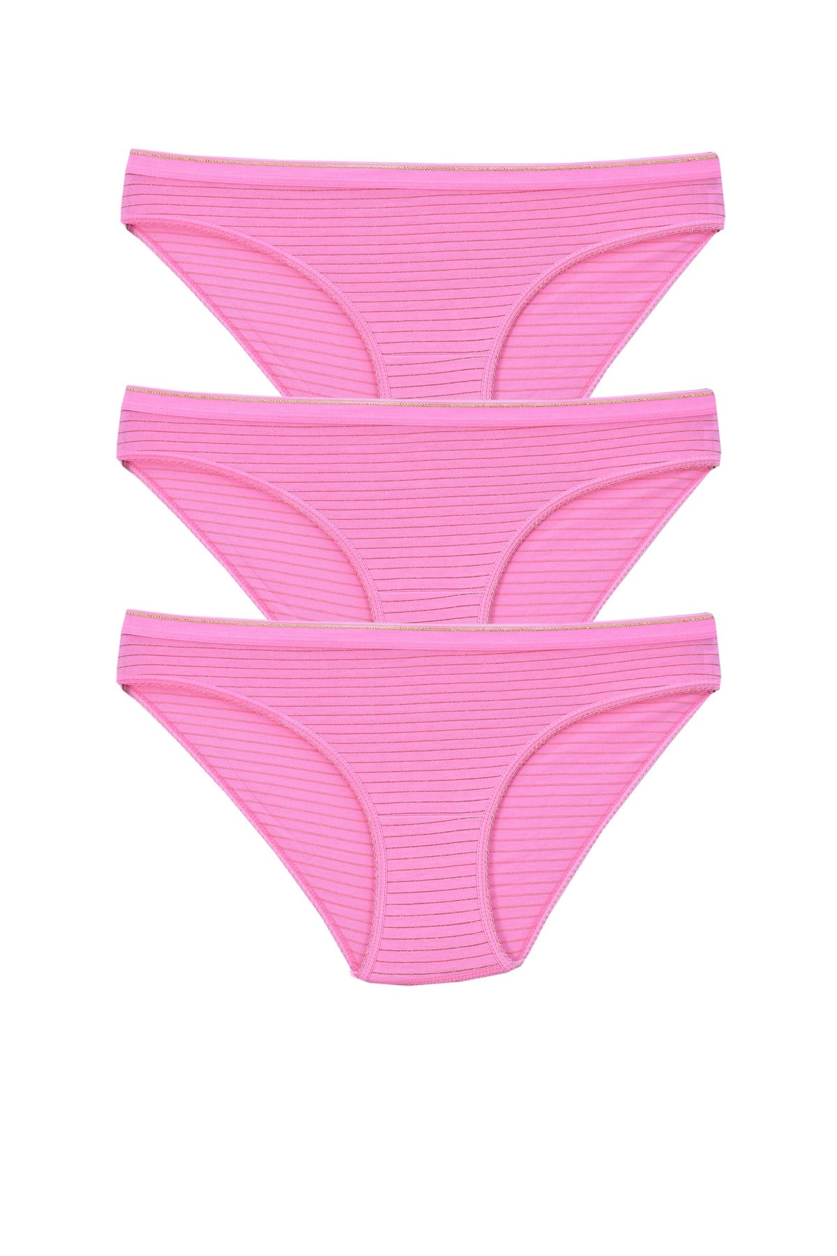Kadın 3'lü Paket Desenli  Bikini Külot PEMBE