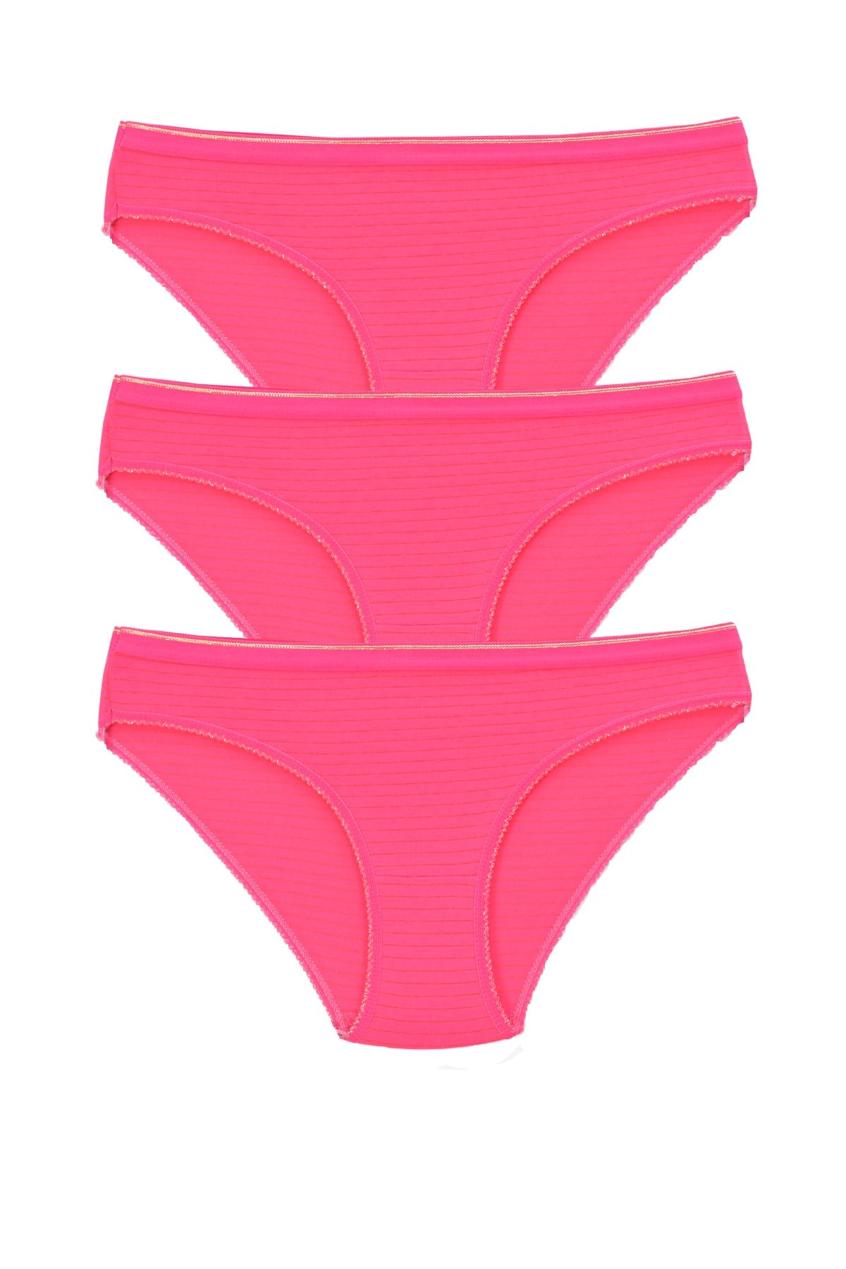 Kadın 3'lü Paket Desenli  Bikini Külot FUŞYA