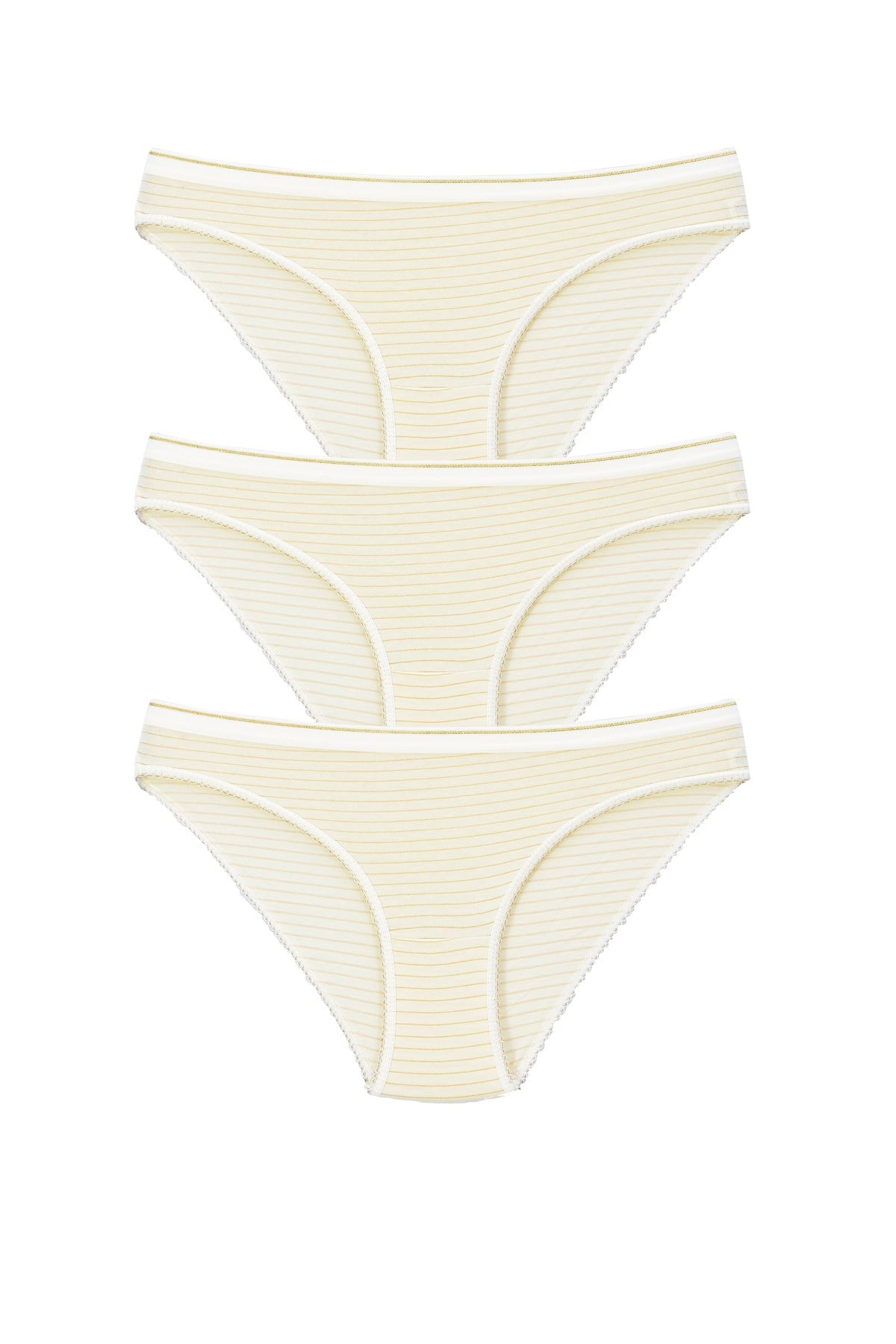 Kadın 3'lü Paket Desenli  Bikini Külot BEYAZ