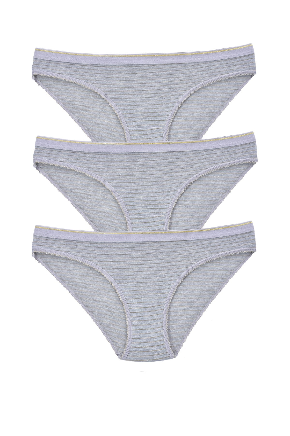 Kadın 3'lü Paket Desenli  Bikini Külot GRİ