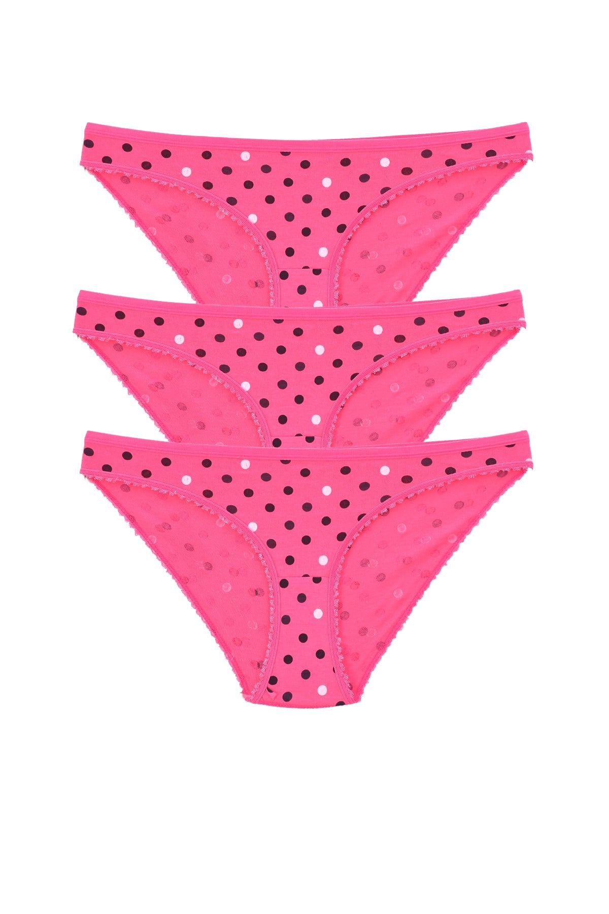 Kadın 3'lü Paket Desenli  Bikini Külot FUŞYA