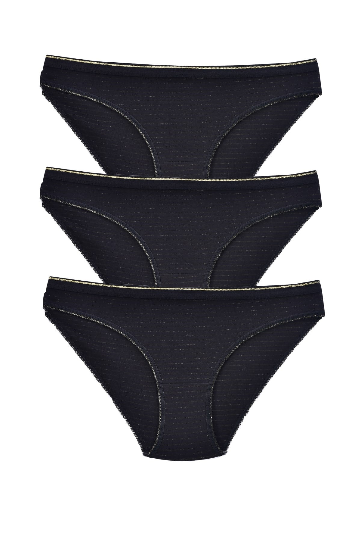 Kadın 3'lü Paket Desenli  Bikini Külot SİYAH