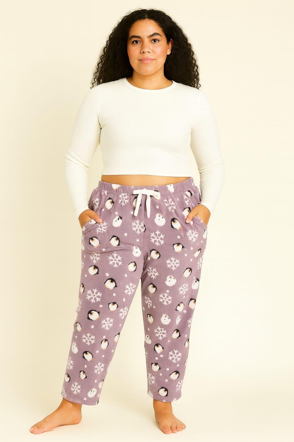 Kadın 401 Büyük Beden Cepli Polar Tek Alt LİLA