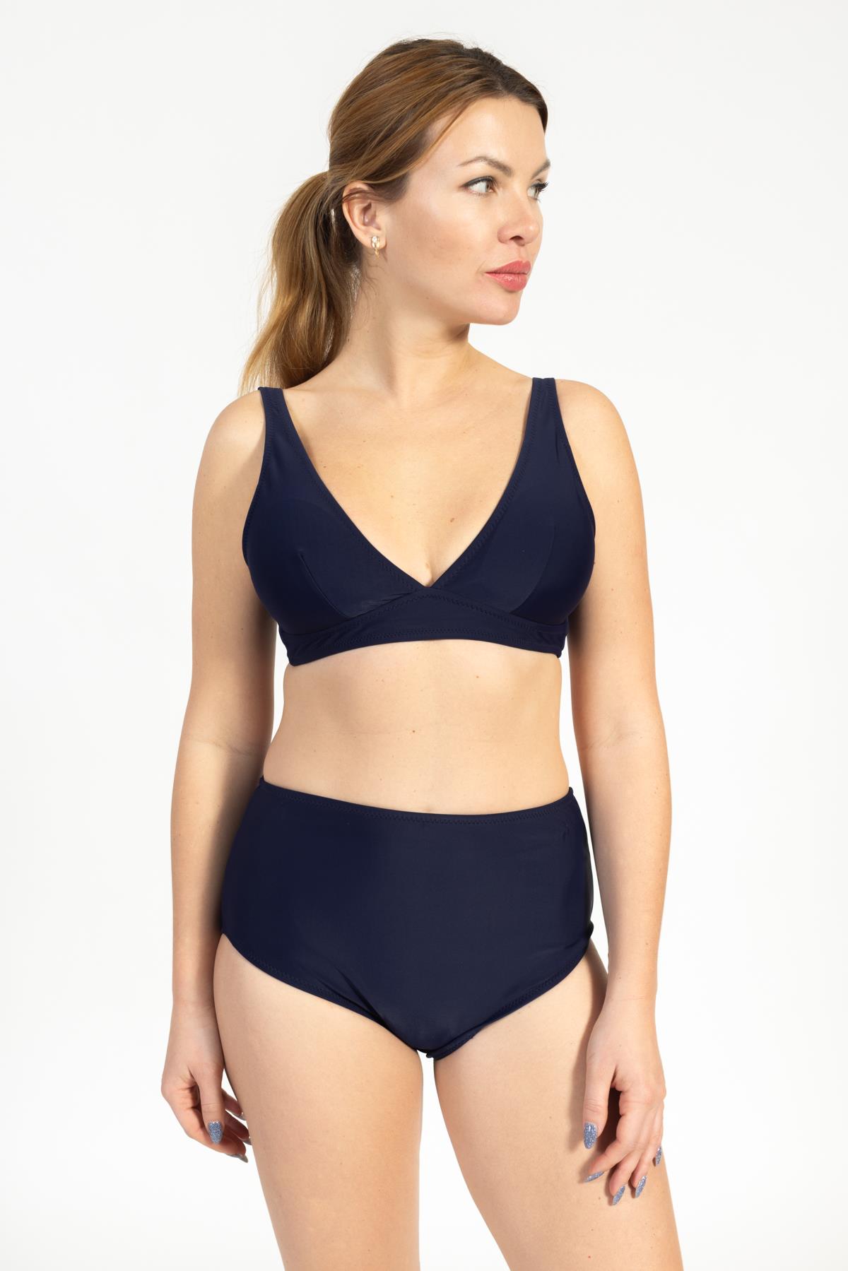 Kadın 749 Minimiser Yüksek Bel Bikini Takımı LACİVERT