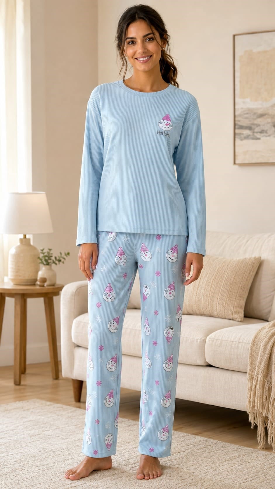 Kadın 8811-6 Berlin Uzun Kol Sıfır Yaka Pijama Takım