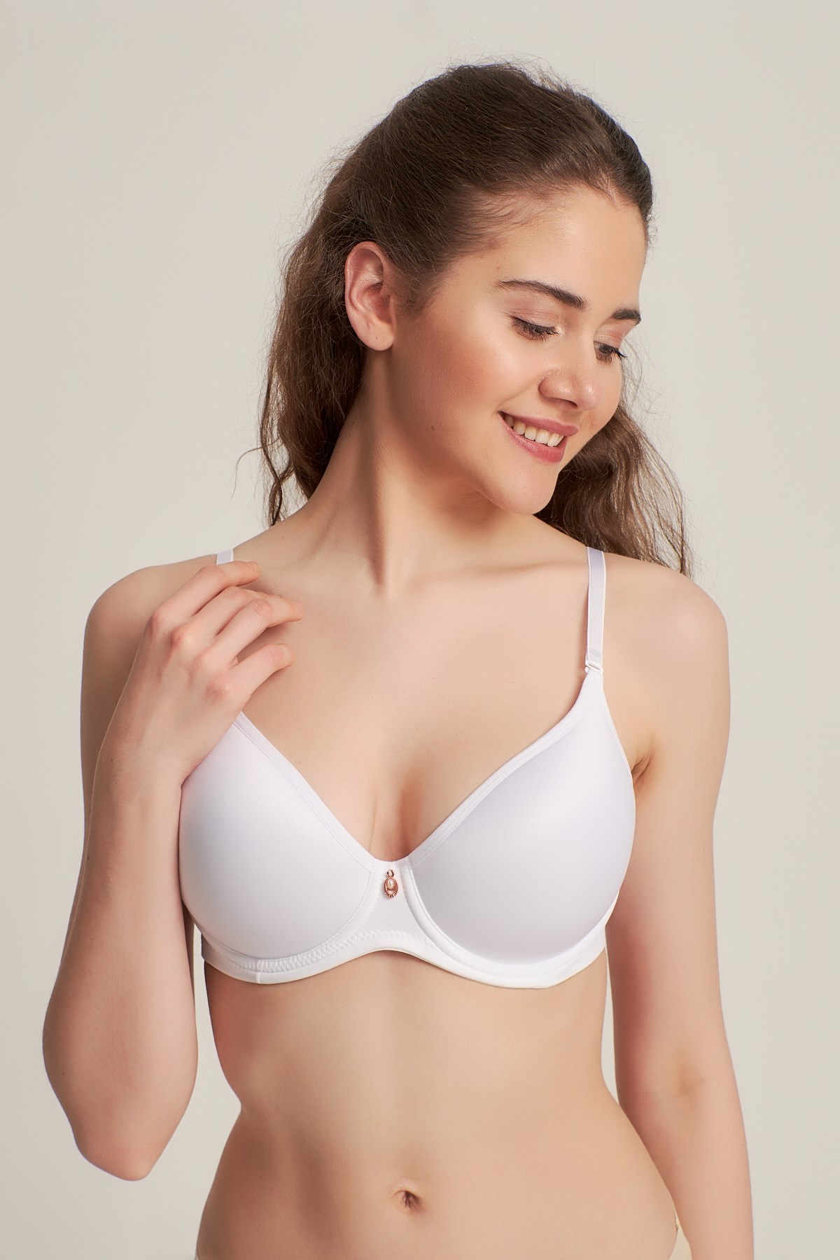 Kadın 9141015 Fanetta Soft CupTaşlı Battal Sütyen BEYAZ