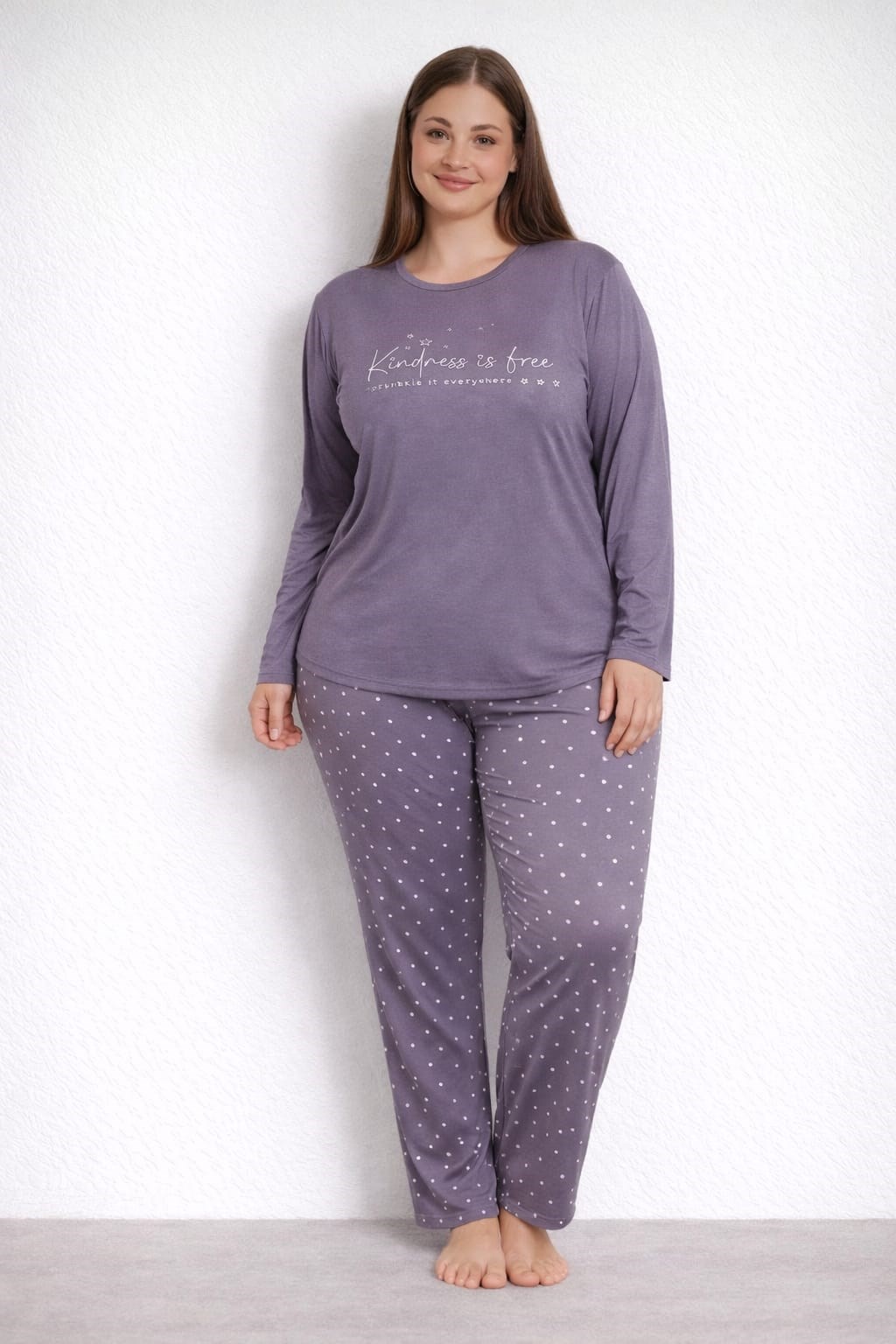 Kadın Büyük Beden 20754 Uzun Kol Milan Pijama Takımı