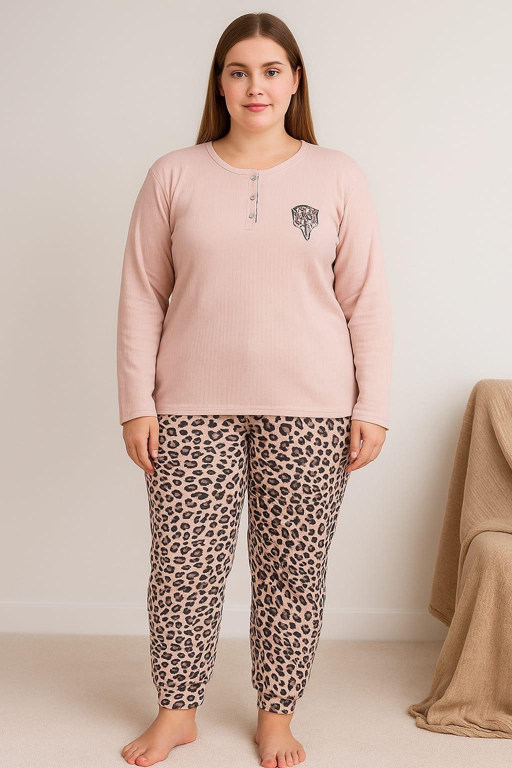 Kadın Büyük Beden Raporlı 0251 Pijama Takımı VİZON