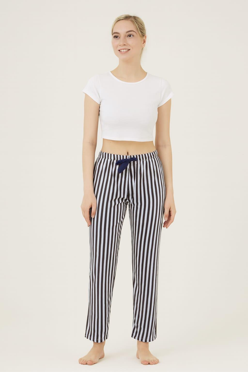 Kadın Çizgi Desenli Tek Alt MAVİ