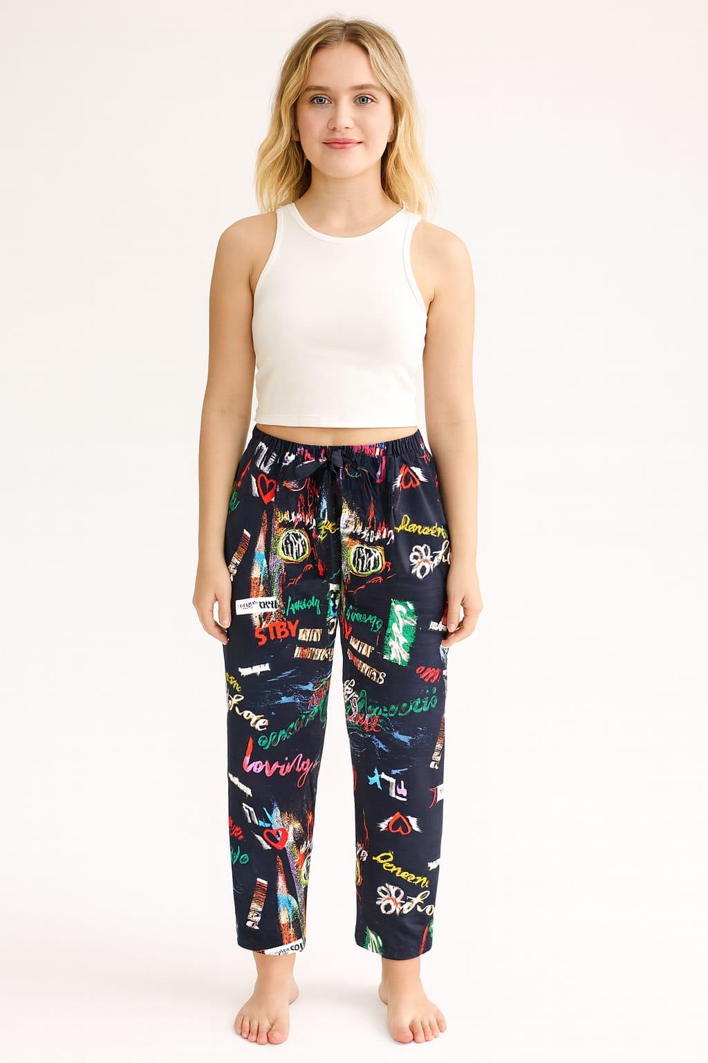 Kadın Desenli Tek Alt LACİVERT