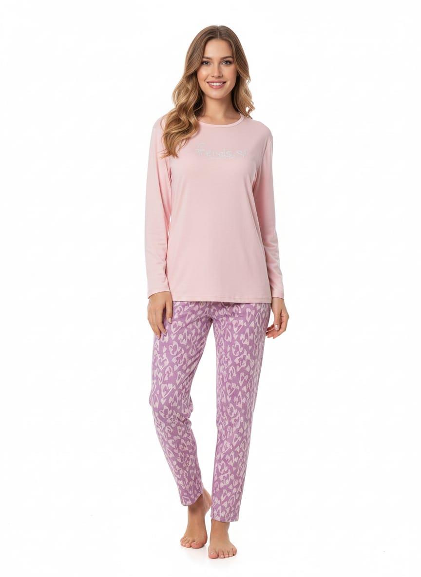 Kadın Uzun Kol Likralı 2000-10 Pijama Takımı