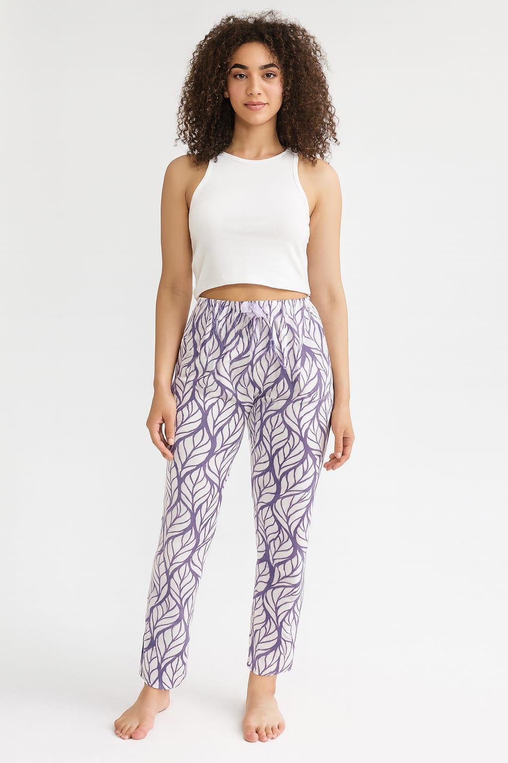 Kadın Yaprak Desenli Tek Alt LİLA