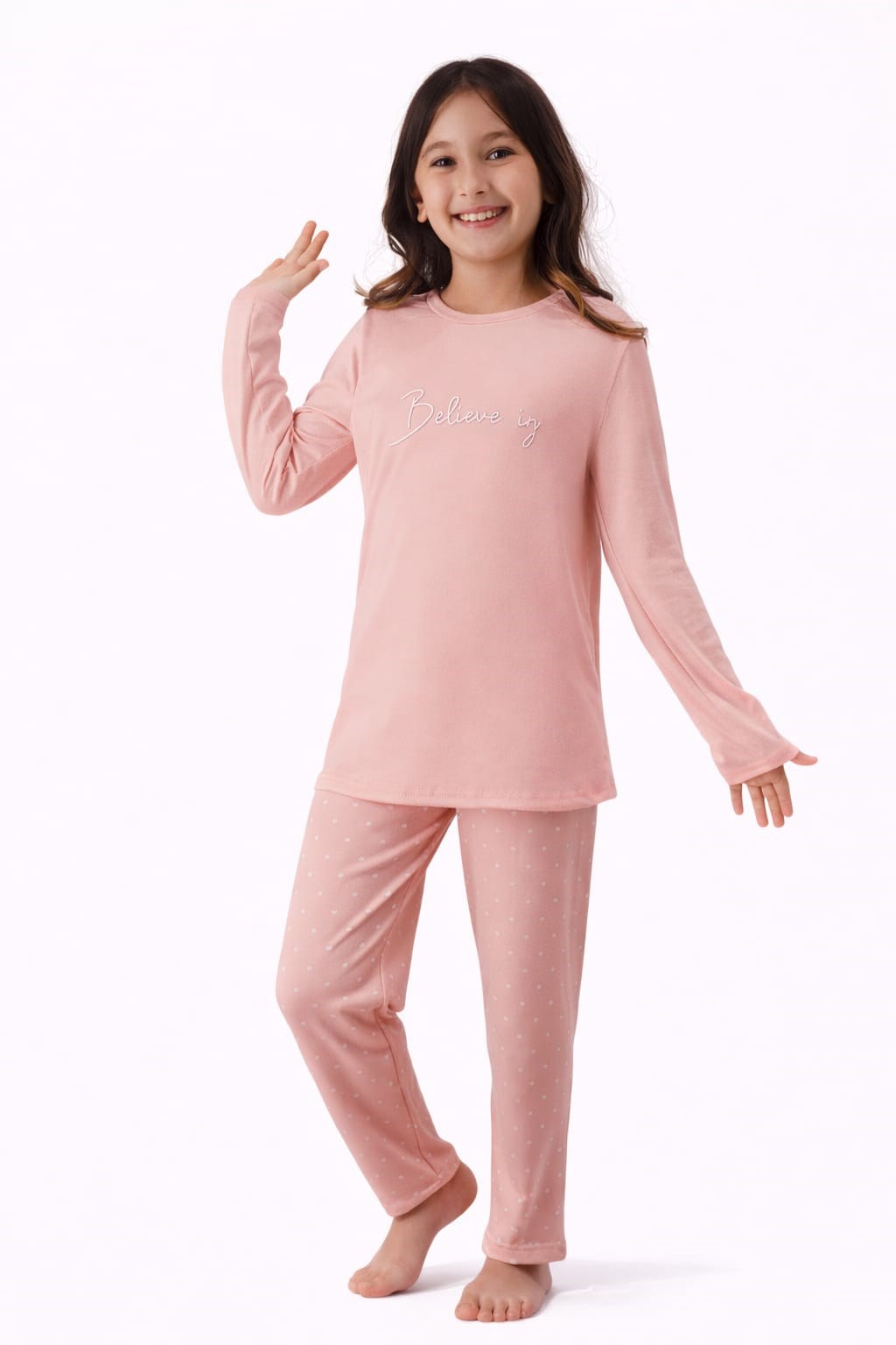 Kız Çocuk 15511 Uzun Kol % 100 Pamuk Pijama Takımı