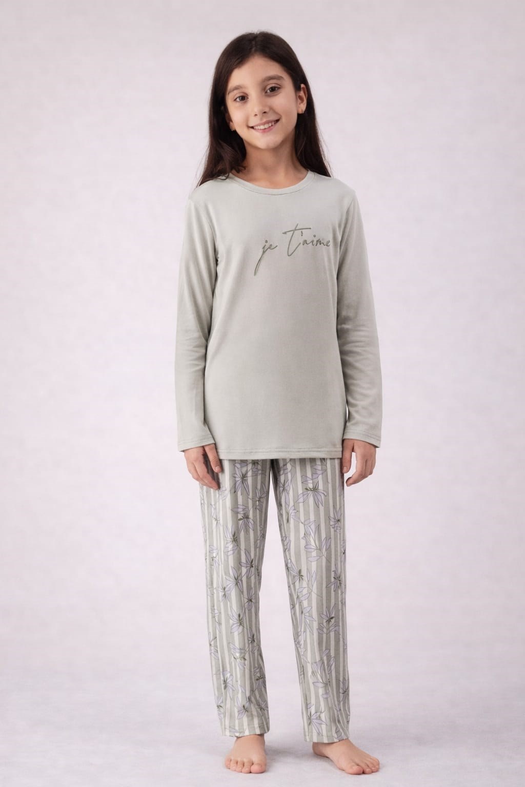 Kız Çocuk 15580 Uzun Kol % 100 Pamuk Pijama Takımı