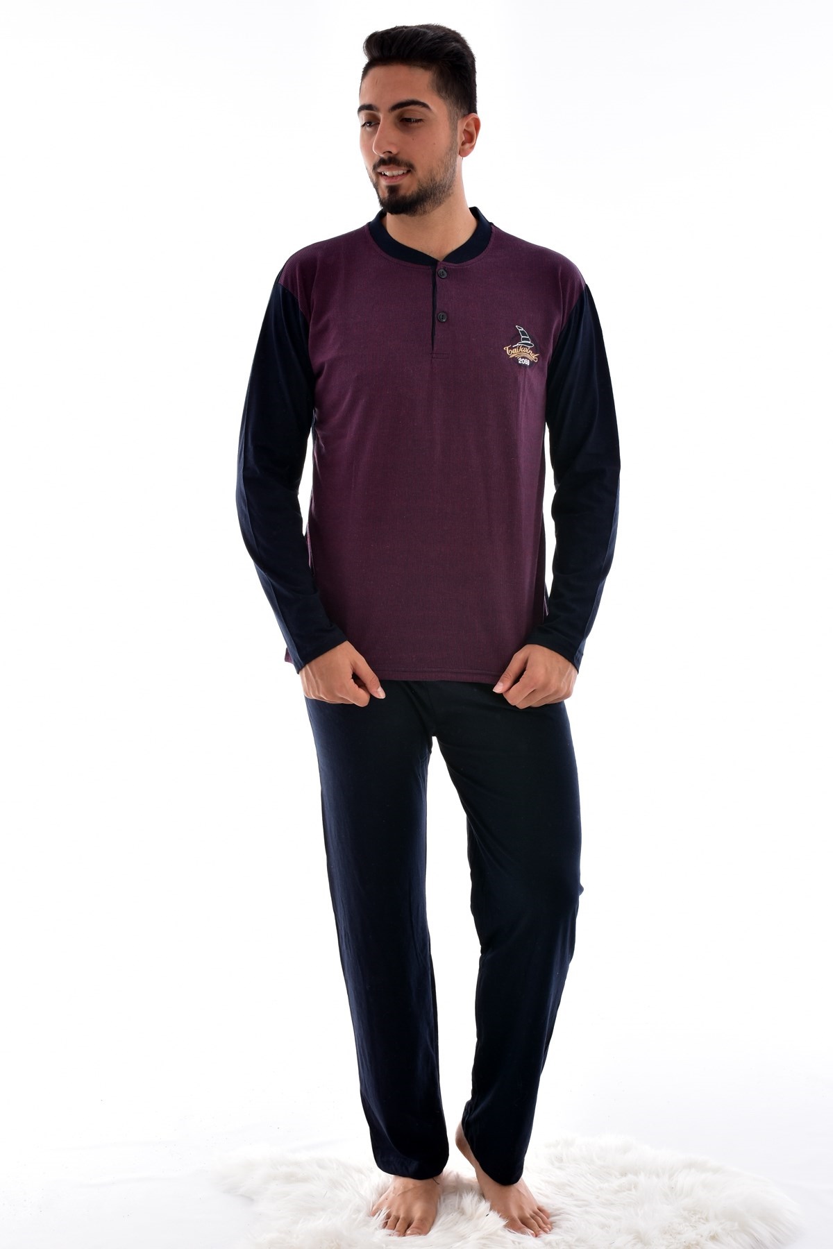 Rimoli 1035-0 Erkek Uzun Kol Süprem Pijama Takımı BORDO