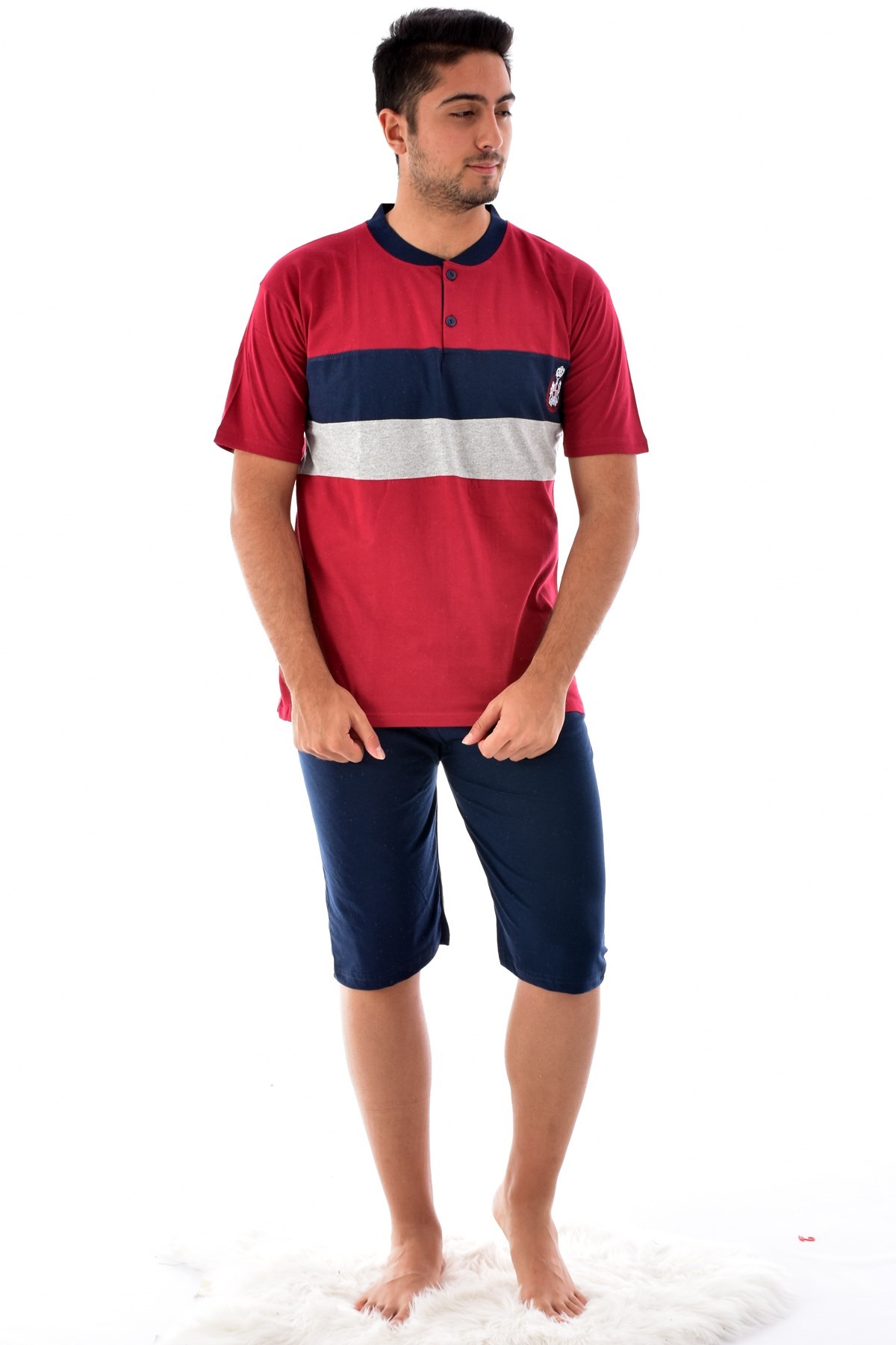 Rimoli 845 Süprem Kapri Pijama Takımı BORDO-LACİVERT