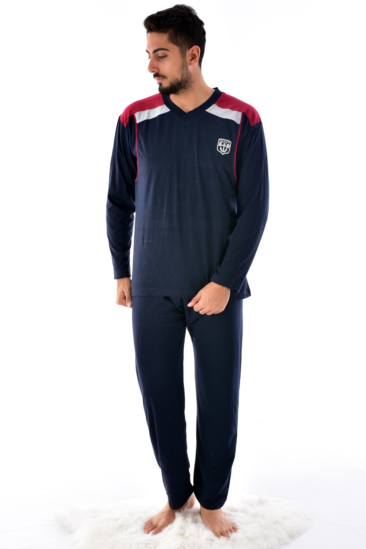Rimoli Erkek Uzun Kol Süprem Pijama Takımı LACİVERT