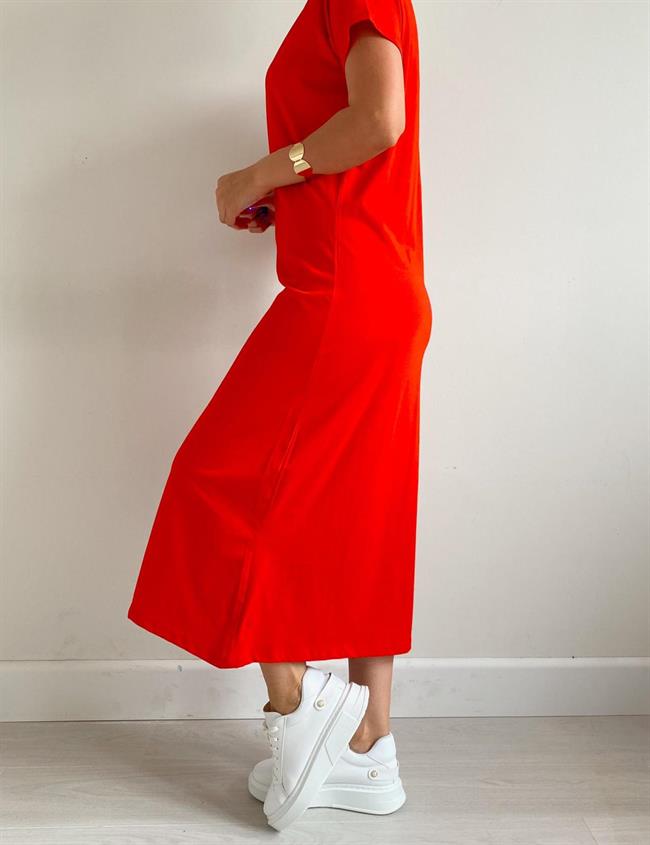 Kırmızı Ella Elbise