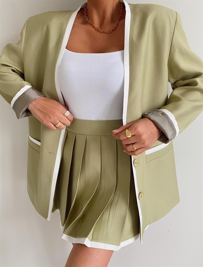 Olive Garni Detaylı Aris Ceket