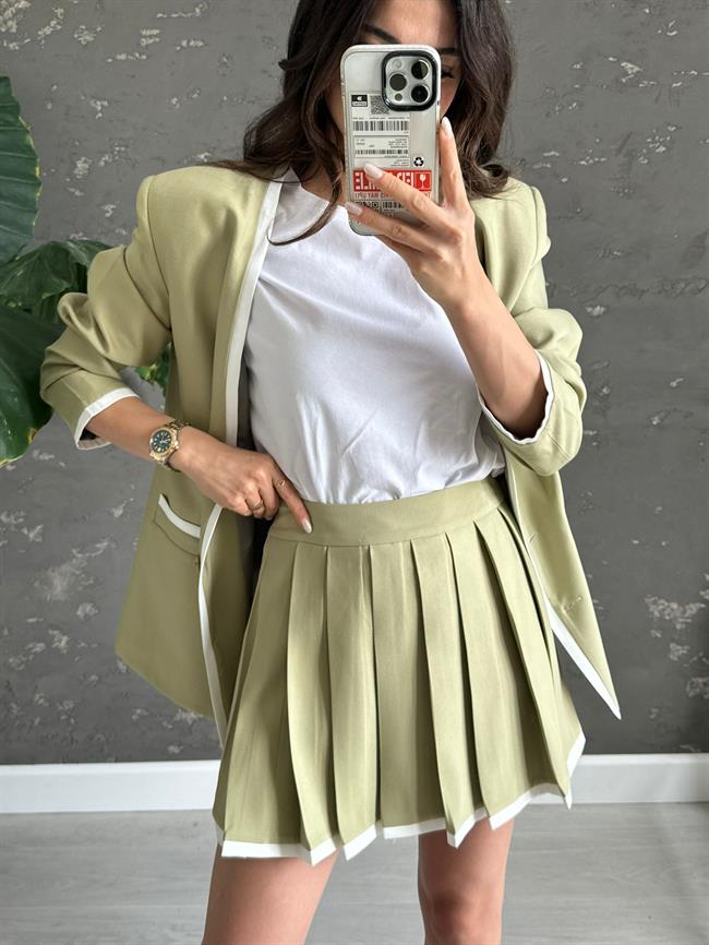 Olive Garni Detaylı Aris Ceket