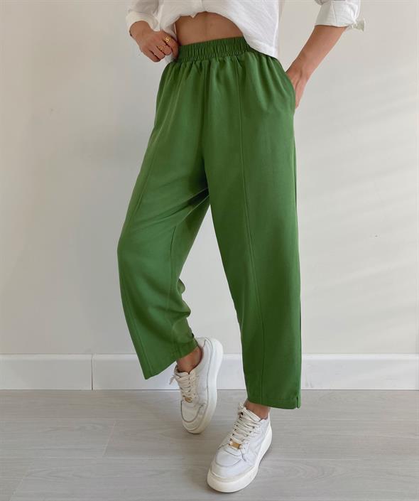 Yeşil Dikiş Detaylı Pantolon