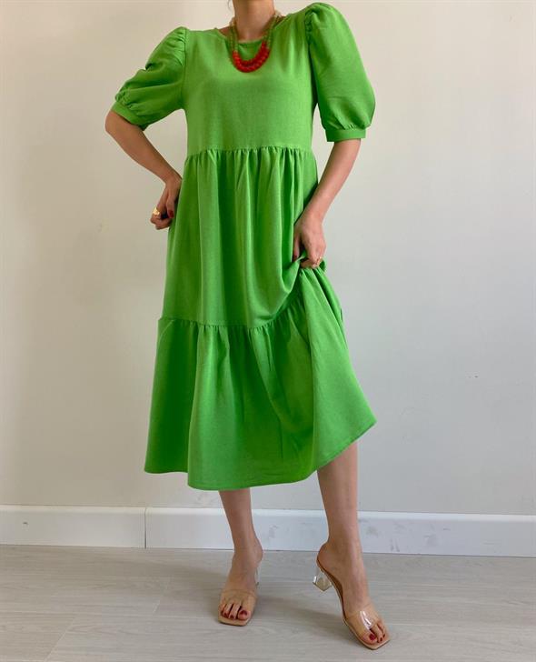 Yeşil Kolye Detaylı Elbise