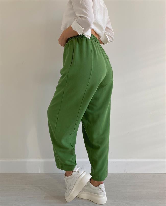 Yeşil Dikiş Detaylı Pantolon