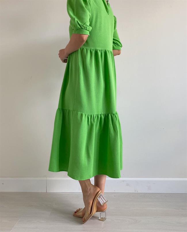 Yeşil Kolye Detaylı Elbise