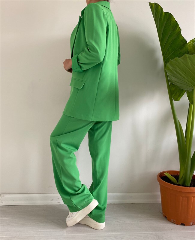 Yeşil Kruvaze Yaka Leni Blazer Ceket