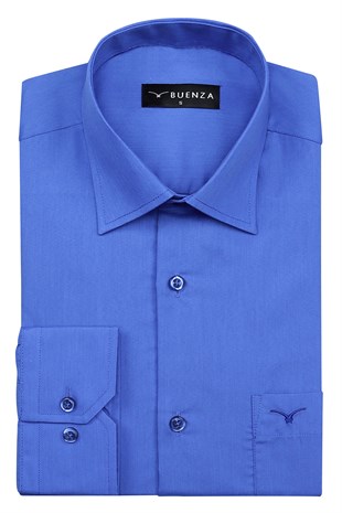 Buenza Coton Uzun Kol Gomlek - Mavi