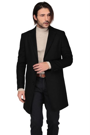Buenza Hermes Ceket Yaka Palto - Siyah