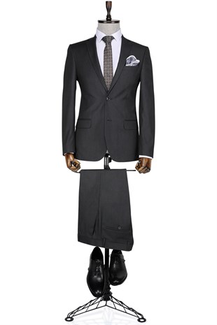 Buenza Klasik Füme Erkek Takım Elbise