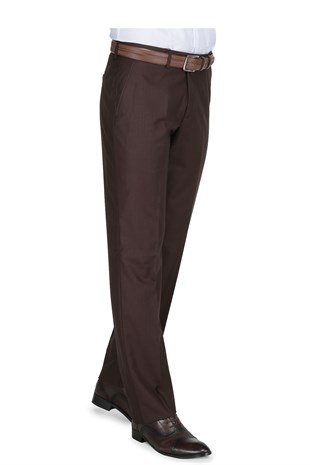 Buenza Klasik Kesim Pilesiz Kumaş Pantolon - Kahverengi