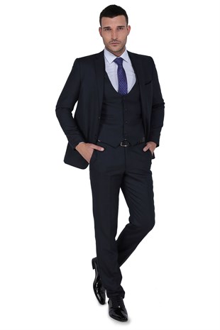 Buenza Tesla Yelekli Slim Fit Takım Elbise-Kahverengi