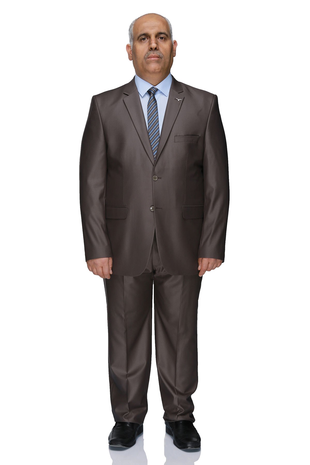 Buenza 120S Büyük Beden Erkek Takım Elbise-Açık Kahve