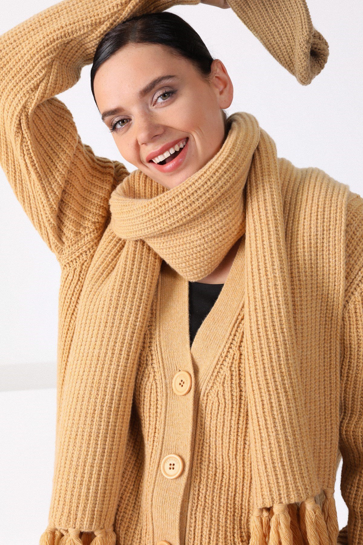 Ferraro Bal Kuzu Yünü Kadın Atkı Bere Takımı