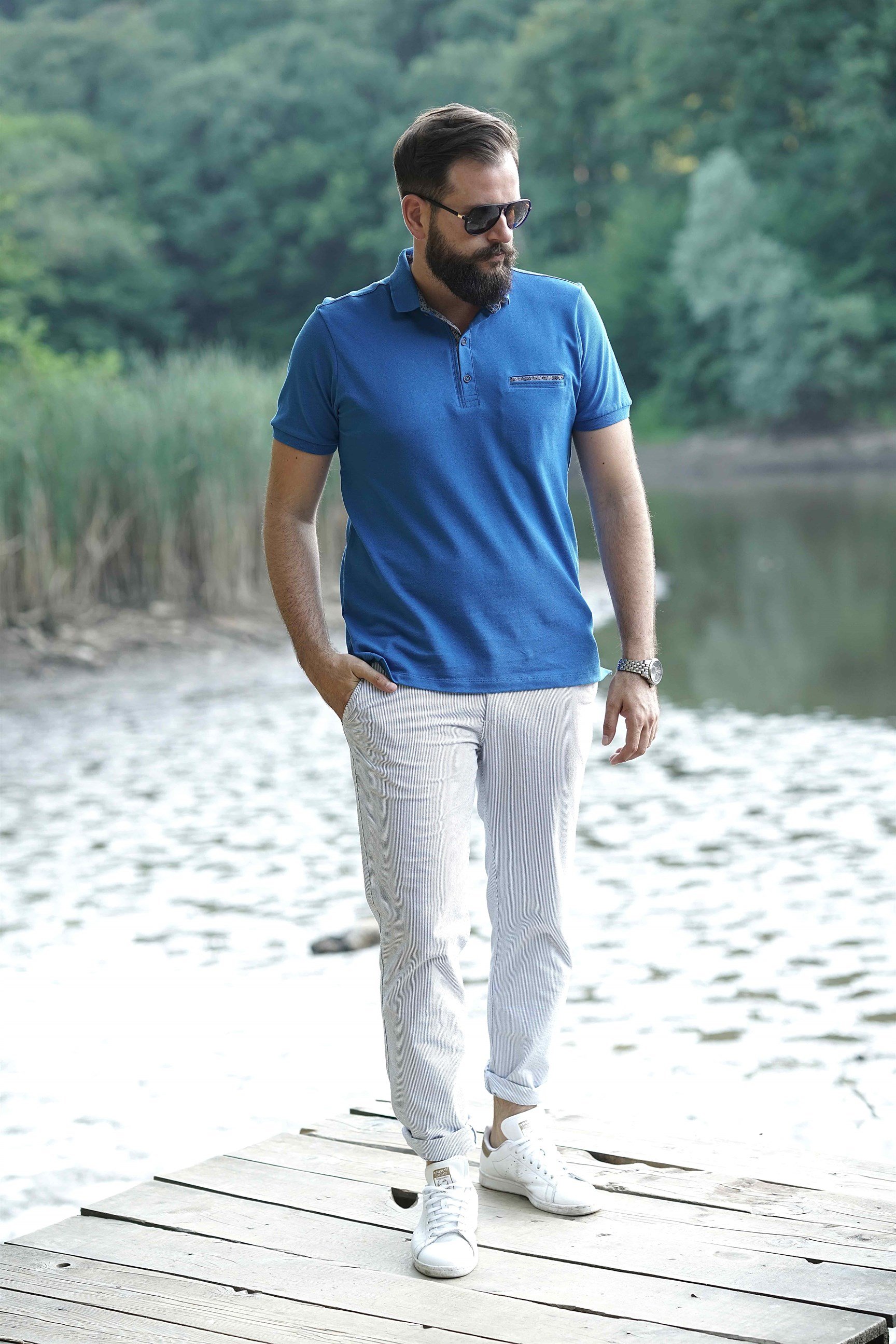 Ferraro Erkek Cepli Polo Yaka T-Shirt - Saks