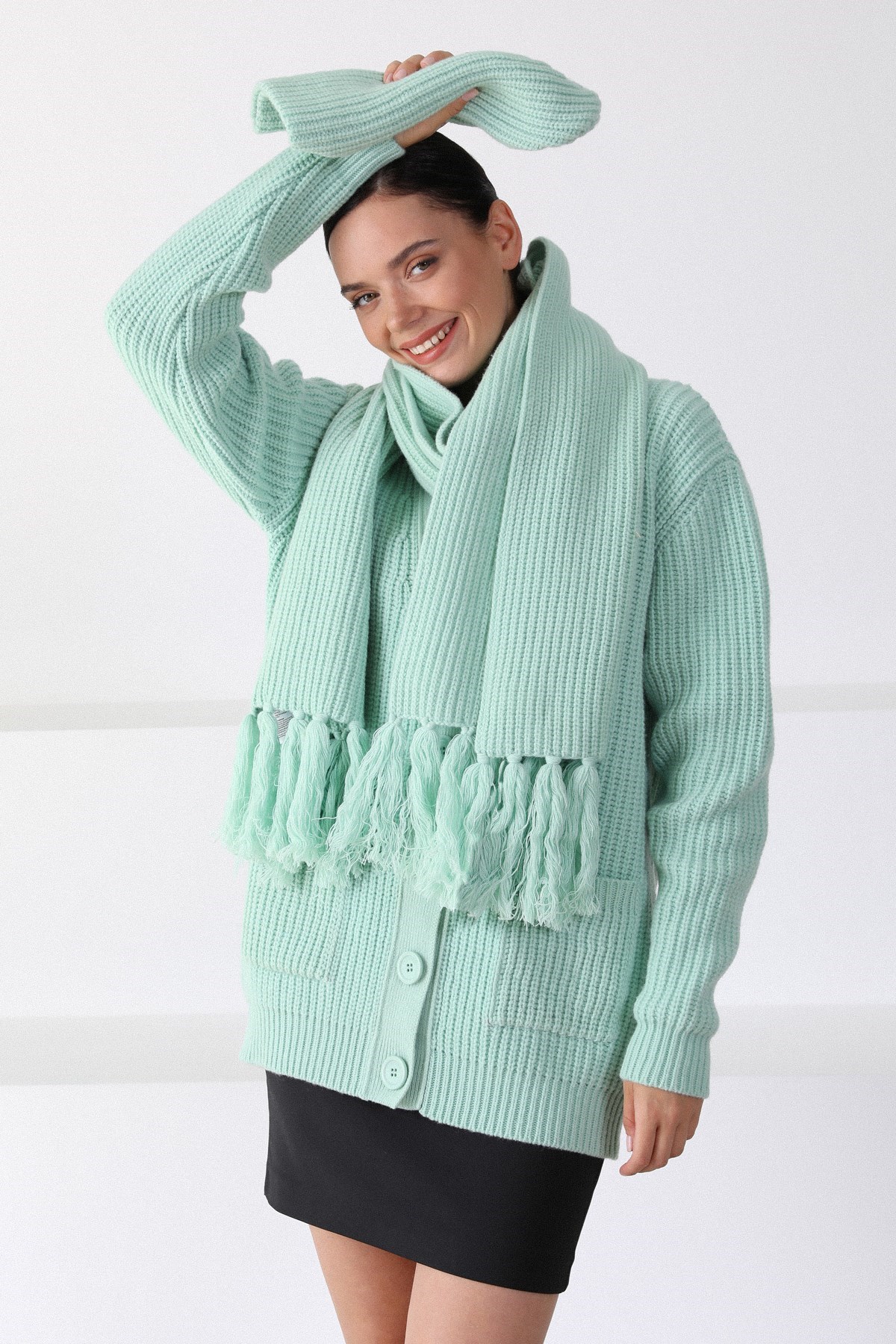 Ferraro İnfo Kuzu Yünü Oversize Kadın Triko Hırka