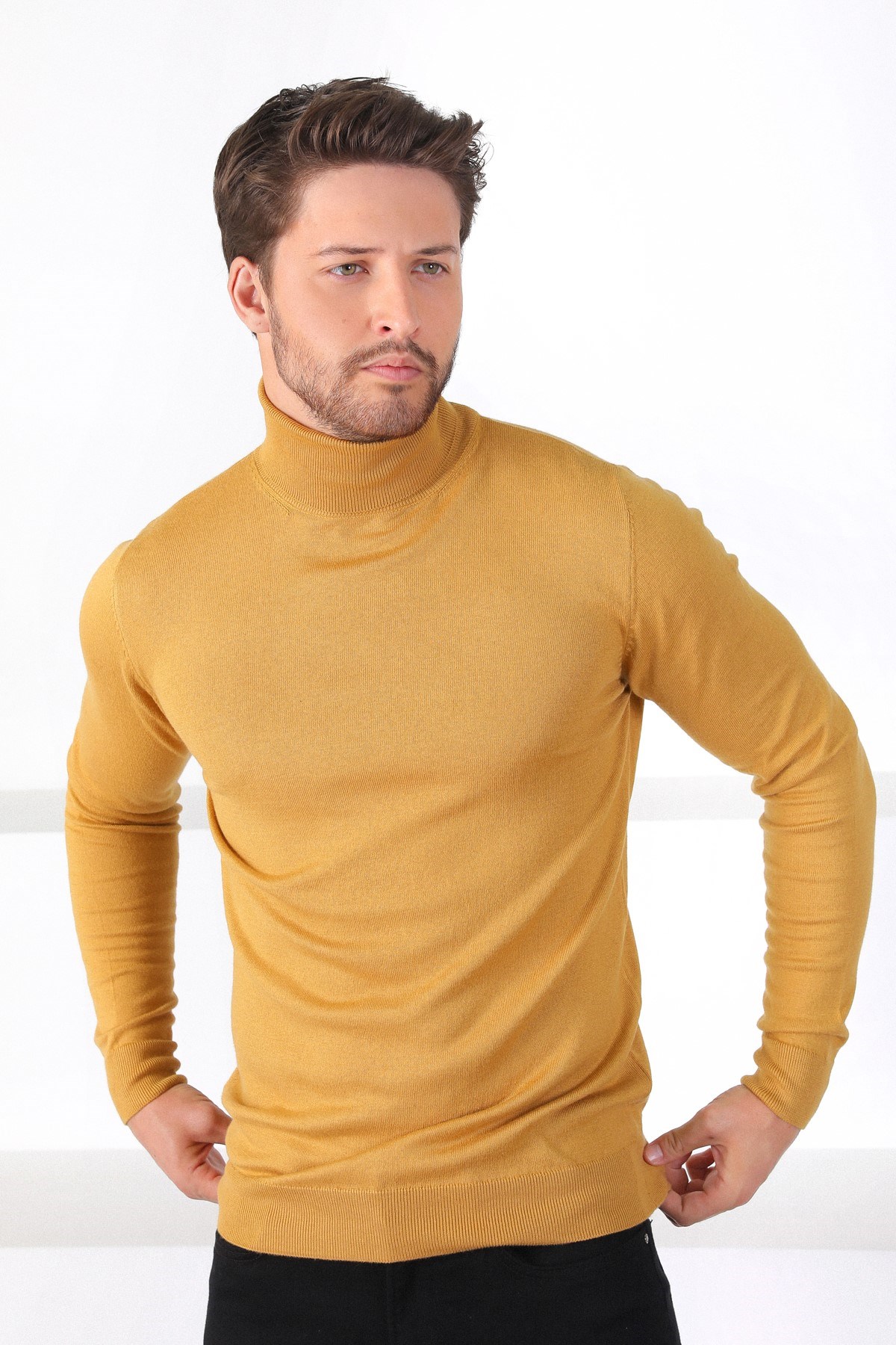 Ferraro K.Sarı Balıkçı Yaka Pamuk Kazak