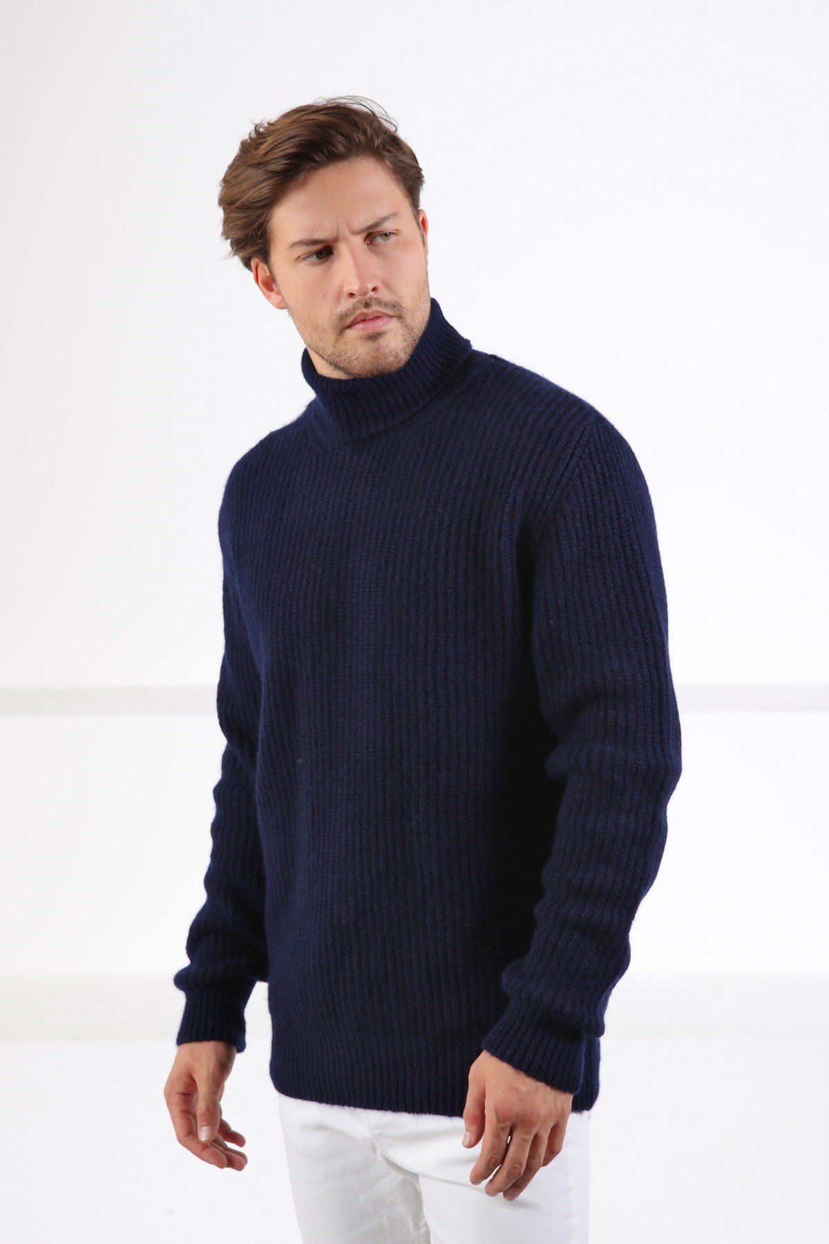 Ferraro Koyu Laci Balıkçı Yaka Alpaka Yün Kazak