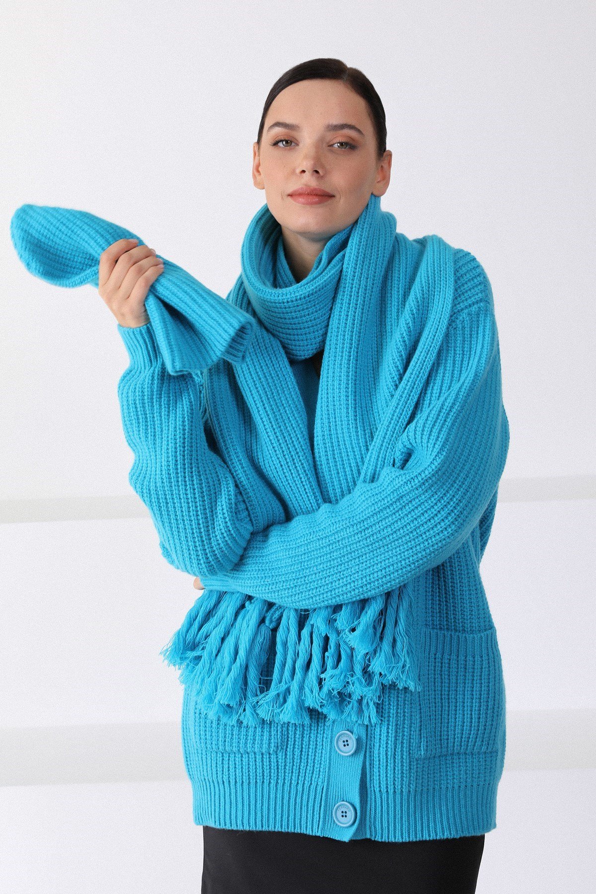 Ferraro Mose Kuzu Yünü Kadın Atkı Bere Takımı