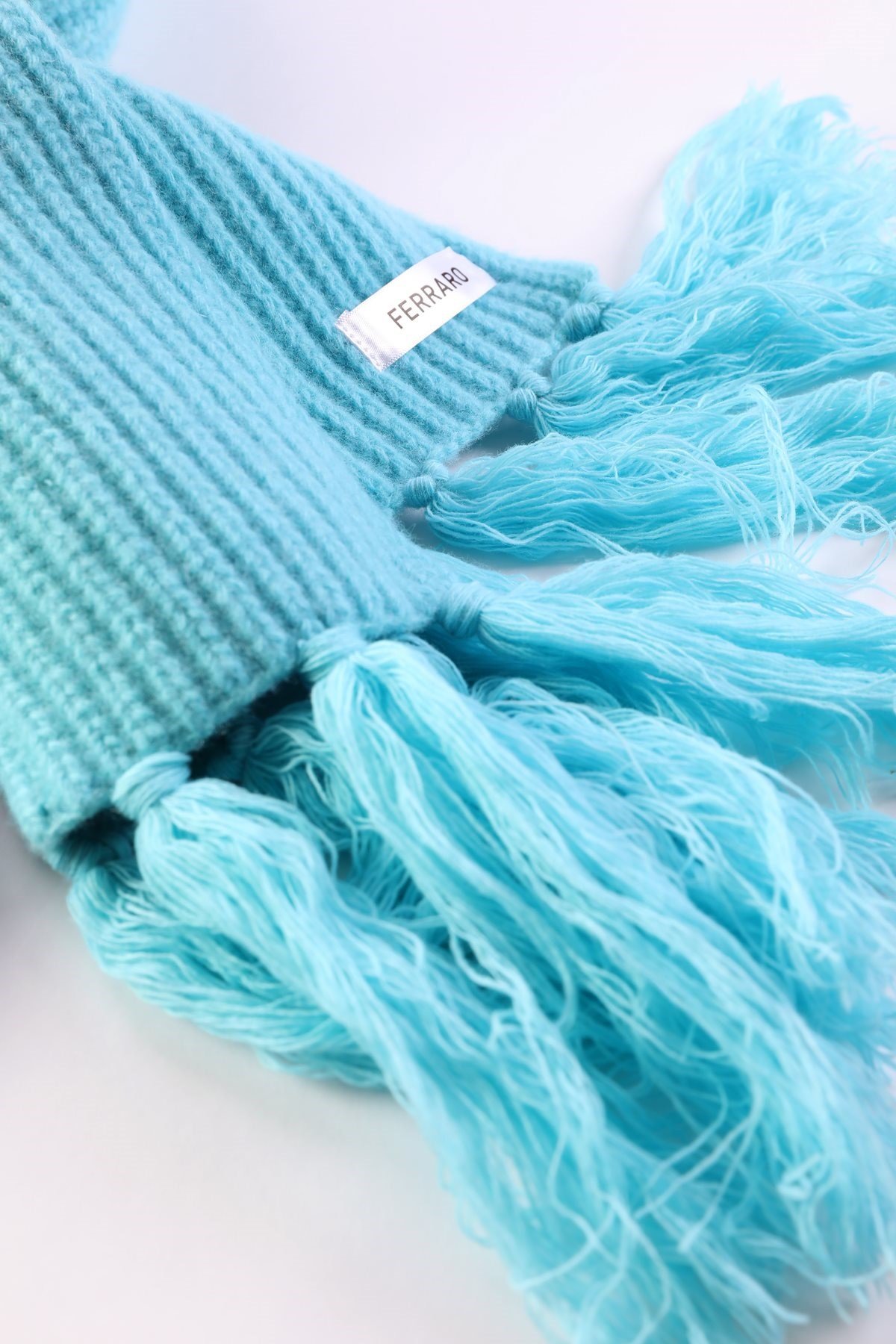 Ferraro Turkuaz Merino Yün Kadın Atkı Bere Takımı