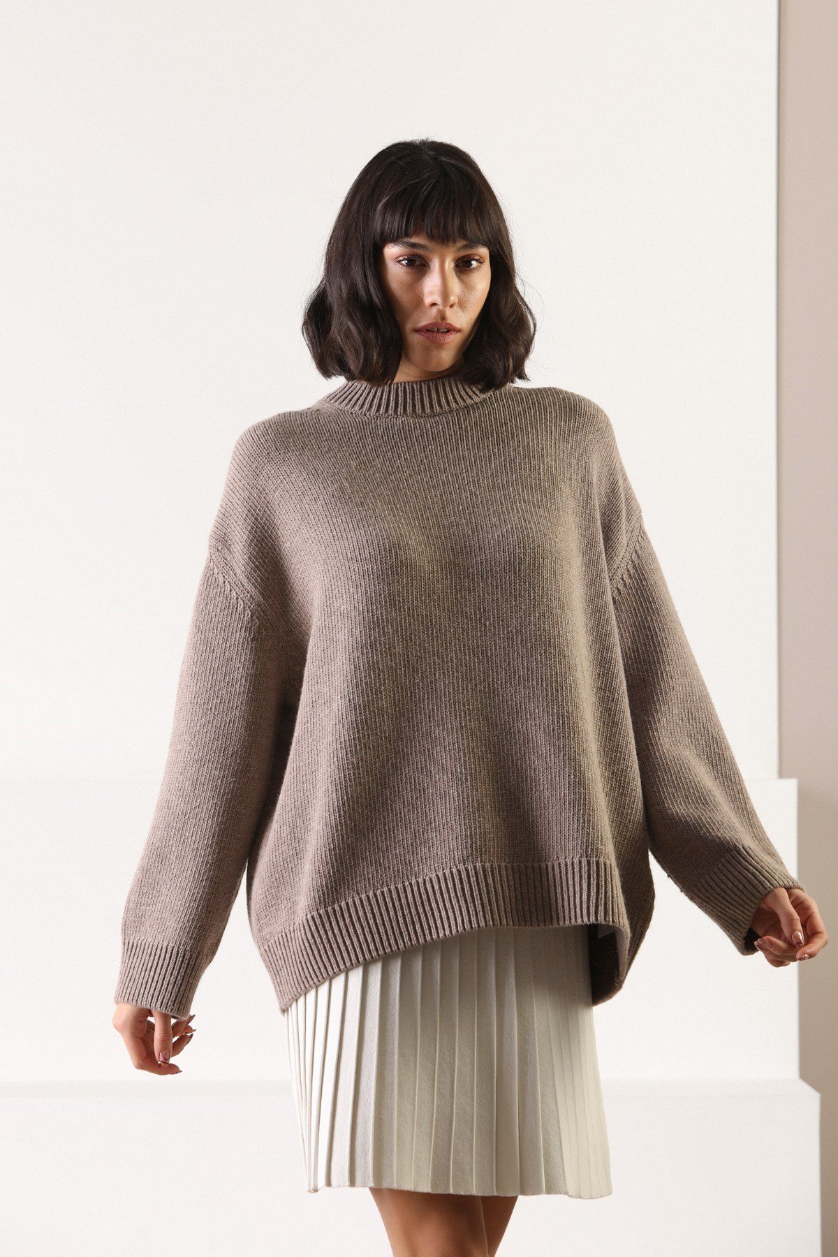 Ferraro Vizon Uzun Kollu Bisiklet Yaka Kaşmirli Kadın Triko Kazak